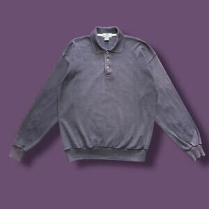 Vintage Sun Faded Polo Shirt Long Sleeve 80s 90s Collared Top Purple Large